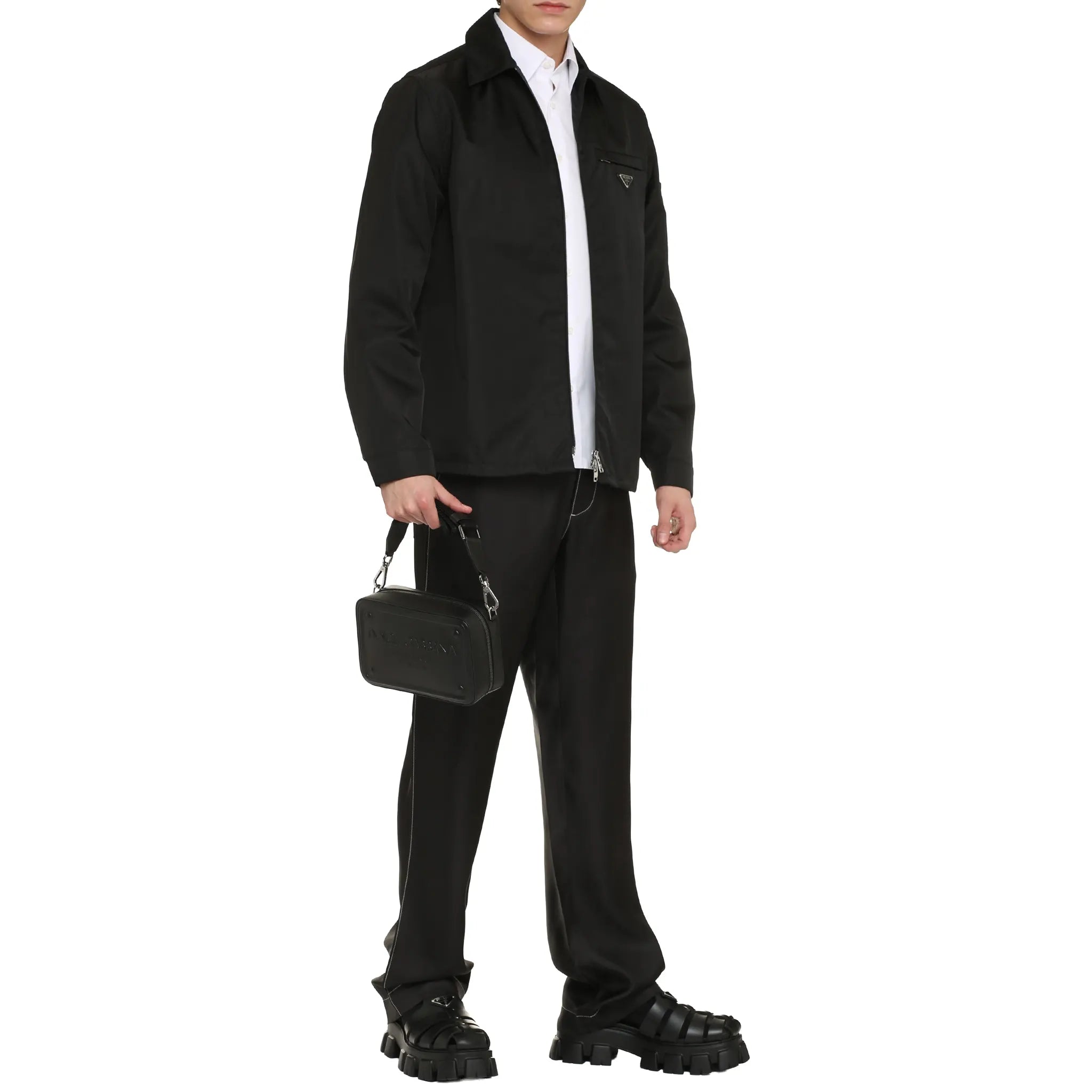Prada Re Nylone Classic Collar Black Jacket